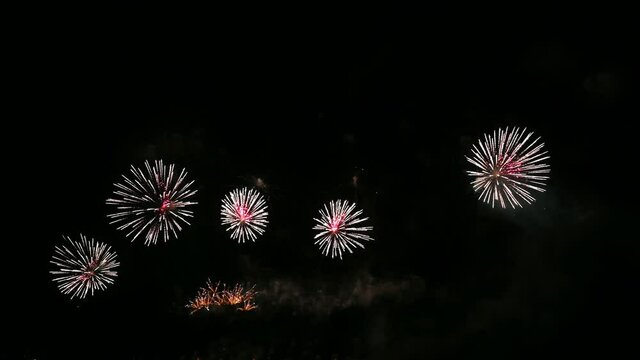 Colorful fireworks exploding with shining in annual festival