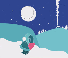 Obraz premium santa claus comes with gifts. holiday atmosphere. illustration