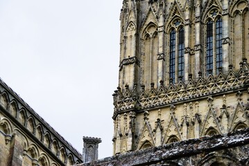 Exterior details of the 800 years old Salisbury Cathedral, formally the Cathedral Church of the...