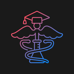 Medical school for research gradient vector icon for dark theme. Science and lab research. Advance human health. Thin line color symbol. Modern style pictogram. Vector isolated outline drawing