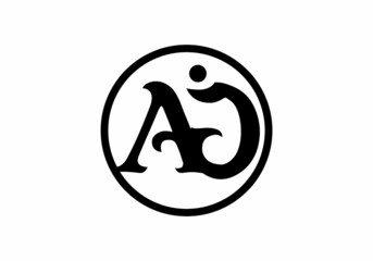 Modern shape of AJ initial letter