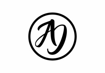 Modern shape of AJ initial letter