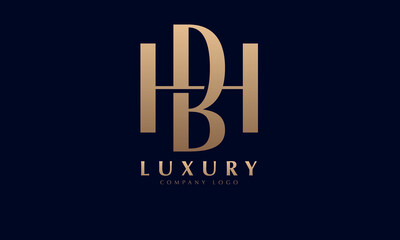Fototapeta na wymiar Alphabet BH or HA luxury initial letters brand monogram logo template