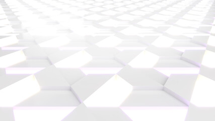 Abstract white hexagon shapes background,hexagon shape raised high and low,3d rendering