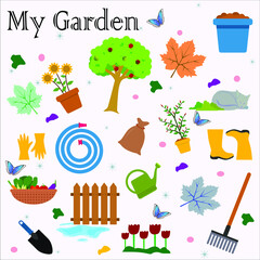 My Garden, which I can find in my garden, vector design illustration 01