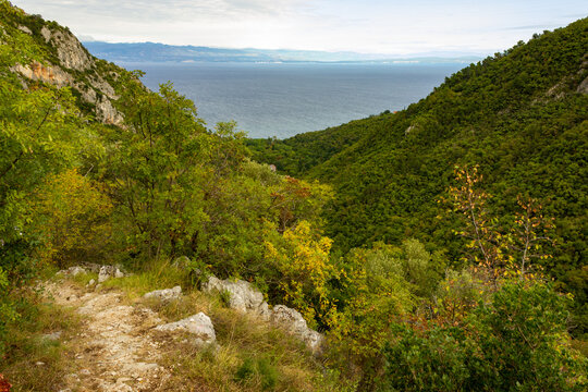Coastline Učka Nature Park walking trail, croatia