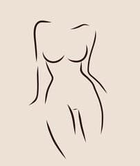 Woman model logo design  template. Freehand sketch