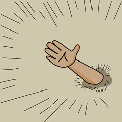 Cartoon  illustration  of a open the palm of the hand.  flat vector illustration