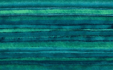 Green blue turquoise striped background with blur, gradient and grunge texture. Striped texture. Space for creative ideas and graphic design. Vintage background from colored lines. Watercolor texture.
