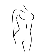 Woman model logo design  template. Freehand sketch