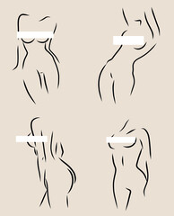 Woman model logo design  template. Freehand sketch