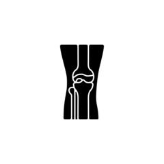 Osteoarthritis black glyph icon. Cartilage inflammation. Degenerative joint disease. Chronic pain in knee. Autoimmune condition. Silhouette symbol on white space. Vector isolated illustration