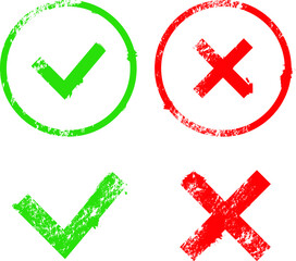 &ldquo;false&rdquo; and &ldquo;true&rdquo; symbol. Set of vector stamps. Elements isolated on white background and editable colors.