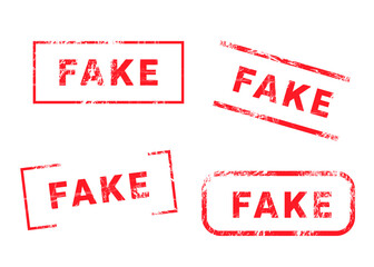 Set of &ldquo;FAKE&rdquo; vector stamps. Elements isolated on white background. Editable color.