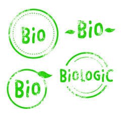 Bio Stamps Vector Set. Elements isolated on white background. File EPS 10. Editable color.