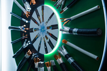 Energy cables with insulated copper conductors. A set of power cables with different insulated...