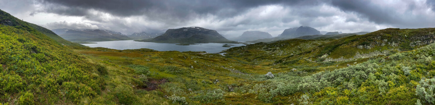 Stavatn lake panorama northeast of Nyst&oslash;yl