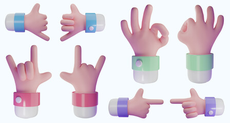 Fototapeta premium 3d hand render various gestures illustration