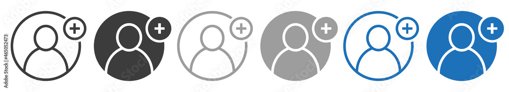 Aufkleber set of add user icons. person profile avatar with plus, follower user symbol. vector illustration.