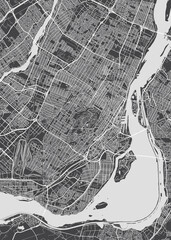 City map Montreal, monochrome detailed plan, vector illustration