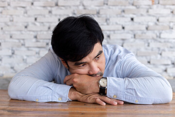 Fototapeta premium sad serious illness man.depressed emotion panic attacks alone sick people fear stressful crying.stop abusing domestic violence,help person with health anxiety,thinking bad frustrated exhausted