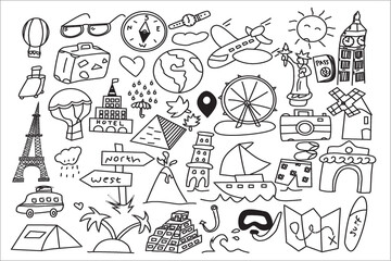 Hand scribble. Travel and vacation hand drawn doodle 