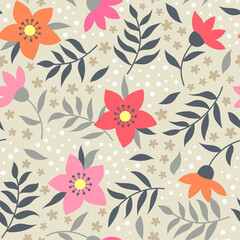 Cute floral seamless pattern background.