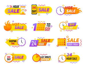 Countdown banners. Limited special offer stickers. Count days and hours until end of promotion. Sale countdown badges. Vector illustration EPS10