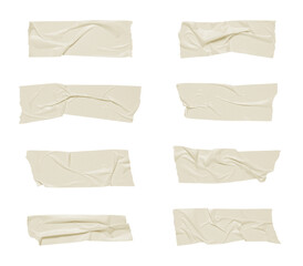 Realistic adhesive tape collection Sticky scotch tape of different sizes.