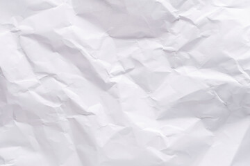 White crumpled paper texture background.