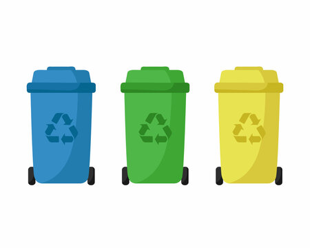 Recycle garbage bins isolated on white background. Vector illustration