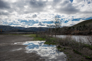 Beautiful Cloud Reflection onto the Water Mountains Nature