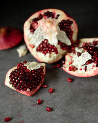 pomegranate close up. ripe and juicy.