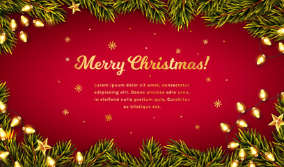 Christmas background with place for text. Vector banner.