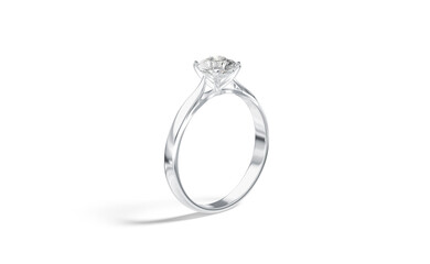 Blank silver ring with diamond mockup stand, side view