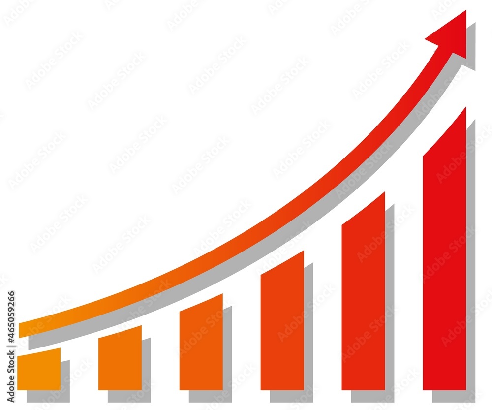 Poster graph with increase report. diagram with rise and gain progress. vector