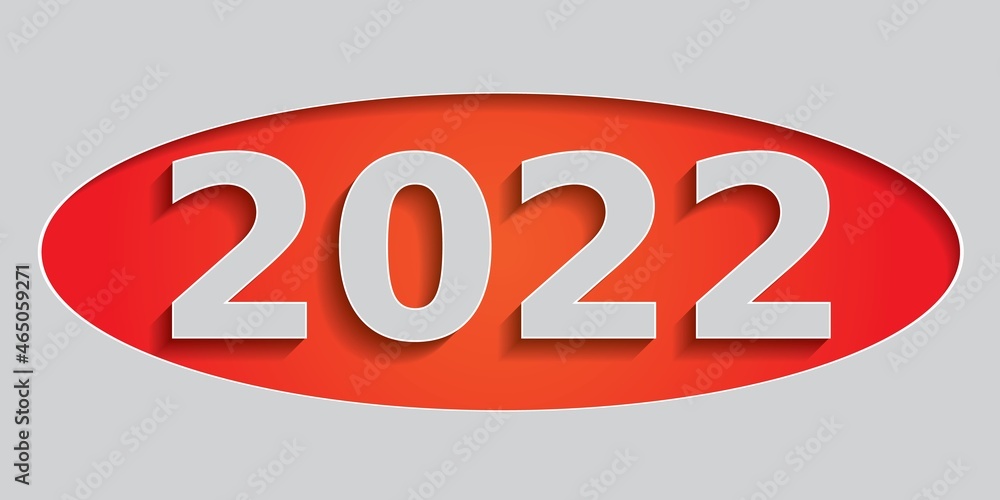 Aufkleber new year concept in paper cut out effect. number 2022 on color background. vector