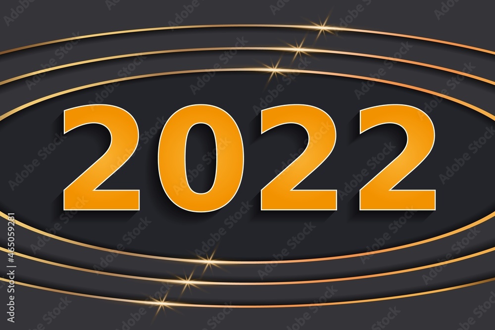 Poster new year concept in paper cut out effect. number 2022 on color background. vector