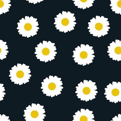 white daisies vector pattern, trendy background with flowers.