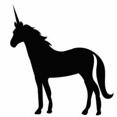 black silhouette unicorn vector, isolated