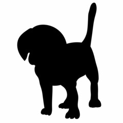 black silhouette puppy vector, isolated
