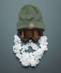 Layout image of a snowboarder's head. Ski head accessories. A fun professional card for skiers and...