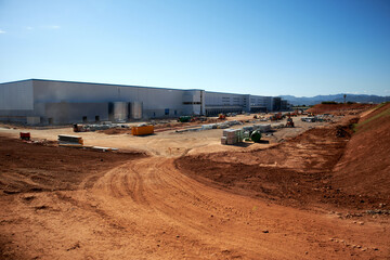 ONDA, SPAIN, OCTOBER - 2021: Amazon logistics center under construction of 200,000 square meters