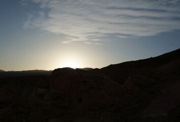 Hiking in evening in Shehoret mountains, south Israel 