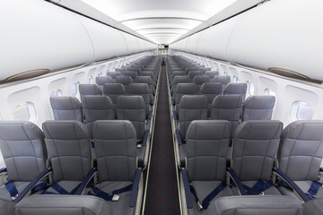 Typical interior of a passenger plane - obrazy, fototapety, plakaty