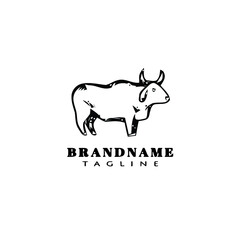 cattle logo cartoon design icon black isolated vector illustration