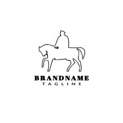 cavalry logo cartoon design icon template black isolated vector cute