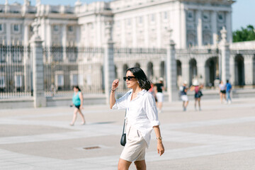 woman walking in the Royal Palace