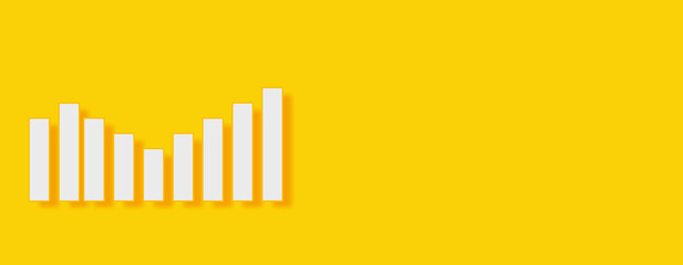 Stats Graph Concept on yellow background. Horizontal web banner with copy space, template.