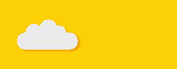 Cloud Concept on yellow background. Horizontal web banner with copy space, template.